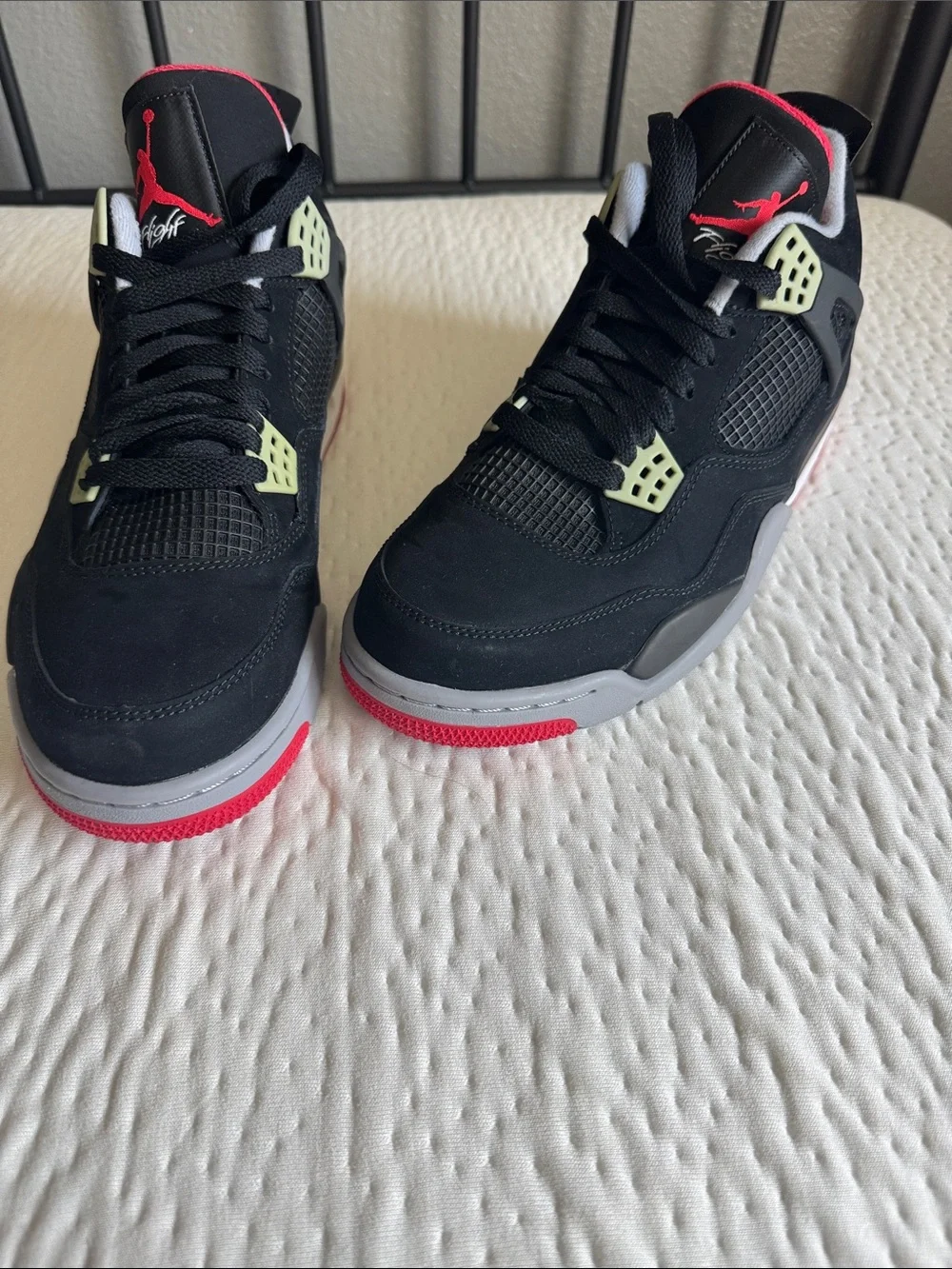 Jordan Black Sneakers with Red and Pale Yellow Accents